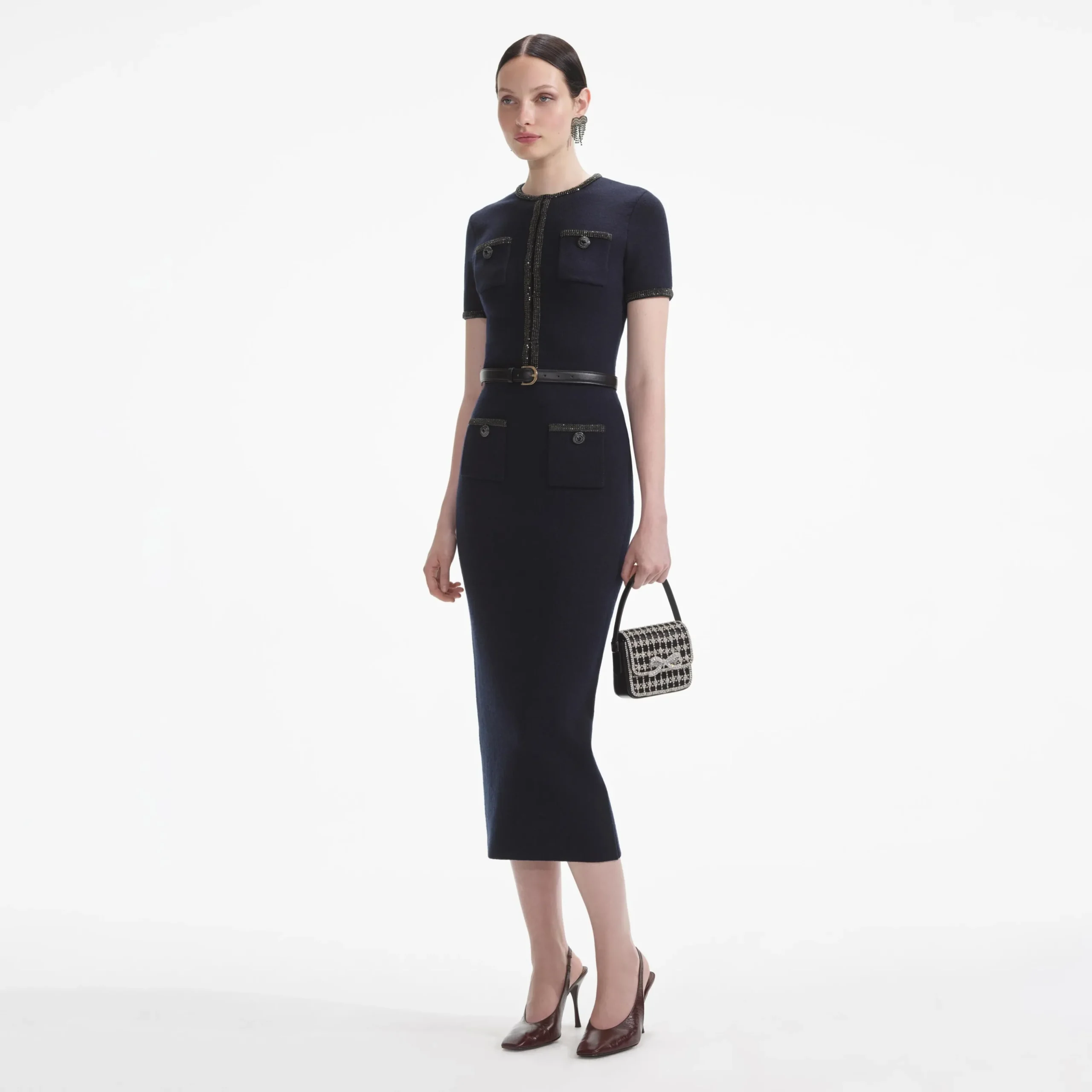 Embellished Knit Midi Skirt^self-portrait New