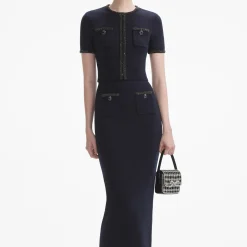 Embellished Knit Midi Skirt^self-portrait New