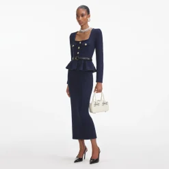 Knit Peplum Midi Dress^self-portrait Flash Sale