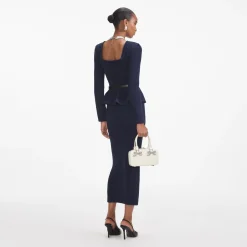 Knit Peplum Midi Dress^self-portrait Flash Sale