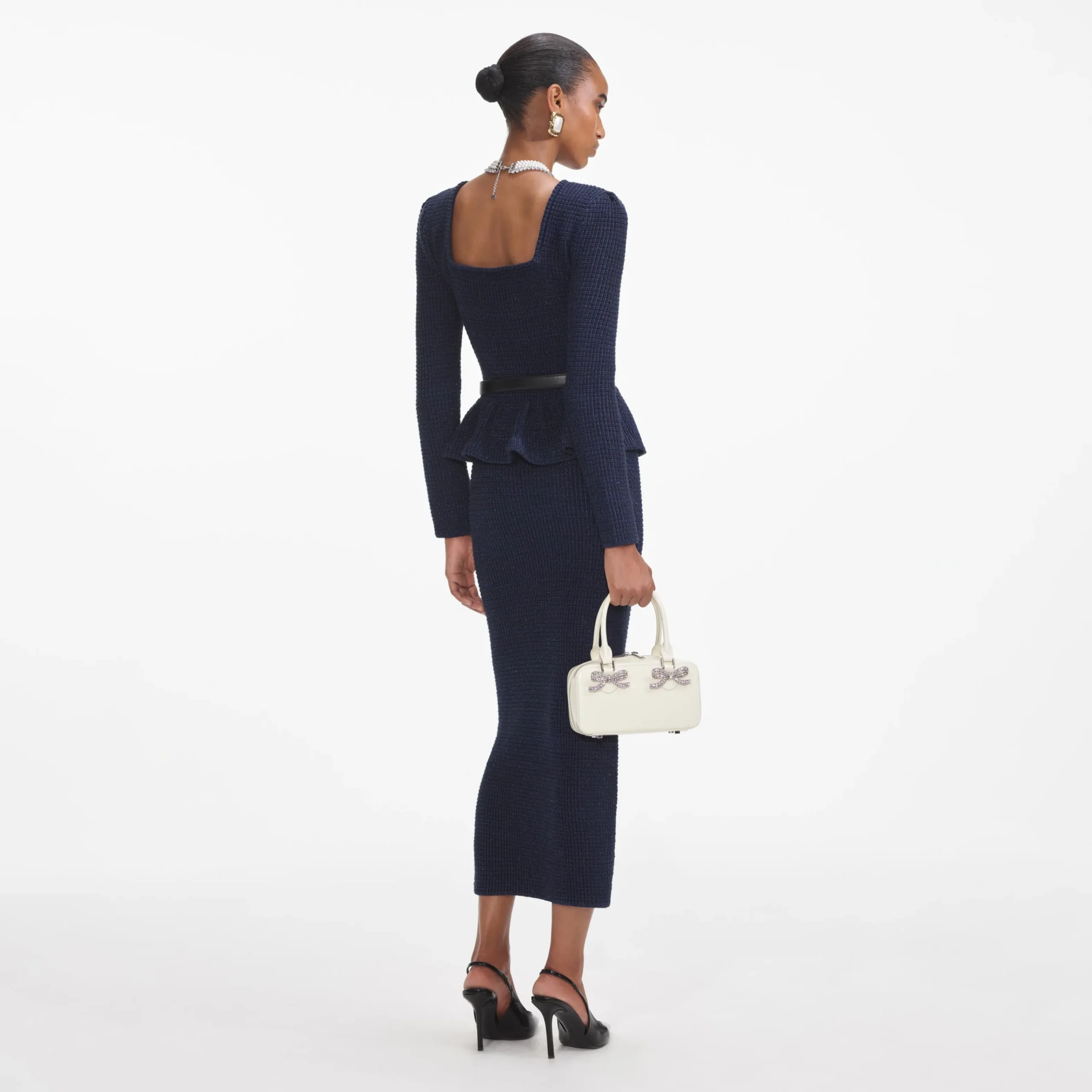 Knit Peplum Midi Dress^self-portrait Flash Sale