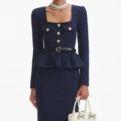 Knit Peplum Midi Dress^self-portrait Flash Sale
