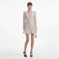 Boucle V-Neck Mini Dress^self-portrait Flash Sale