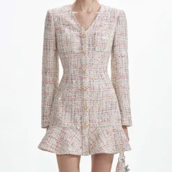 Boucle V-Neck Mini Dress^self-portrait Flash Sale
