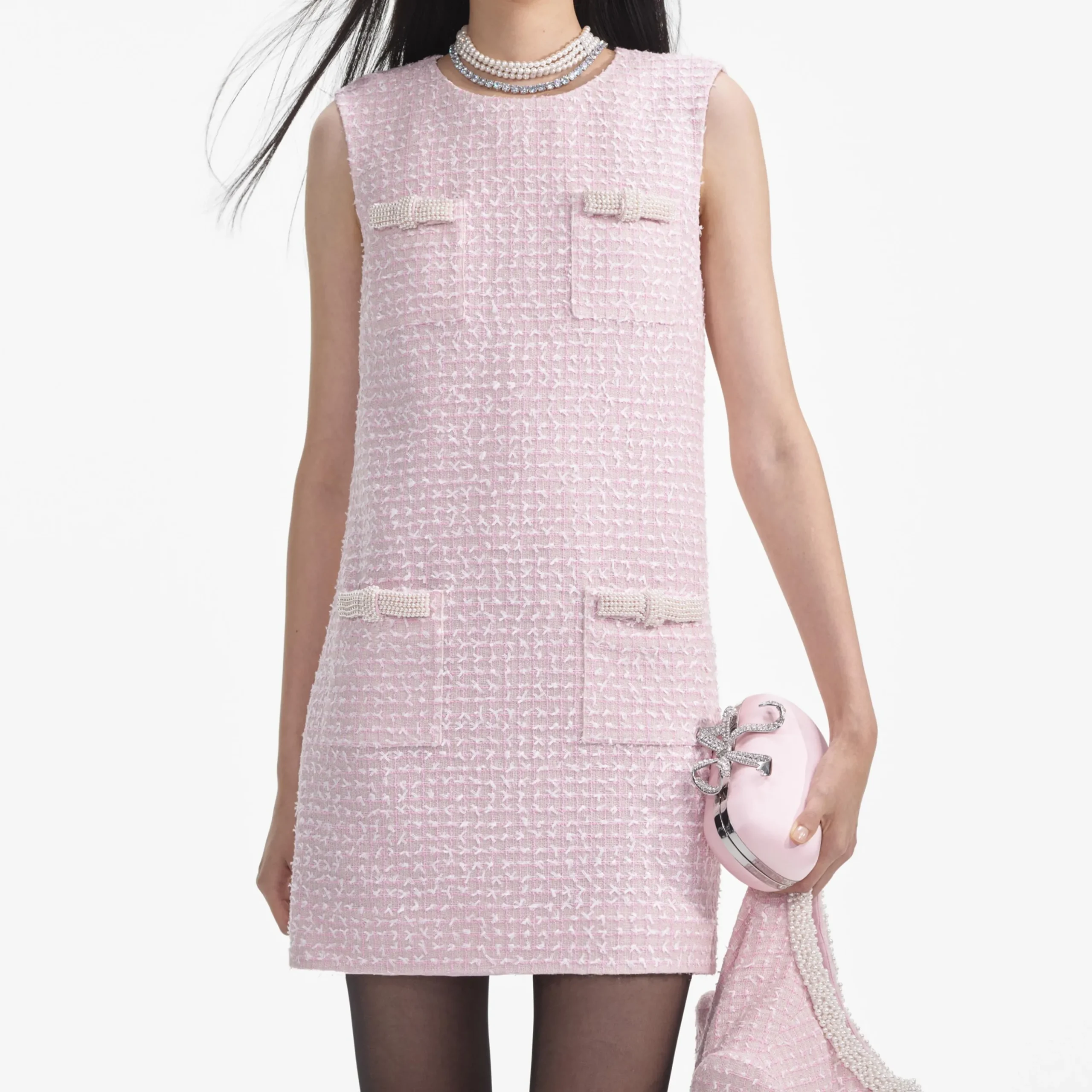 Boucle Pearl Trim Mini Dress^self-portrait Discount