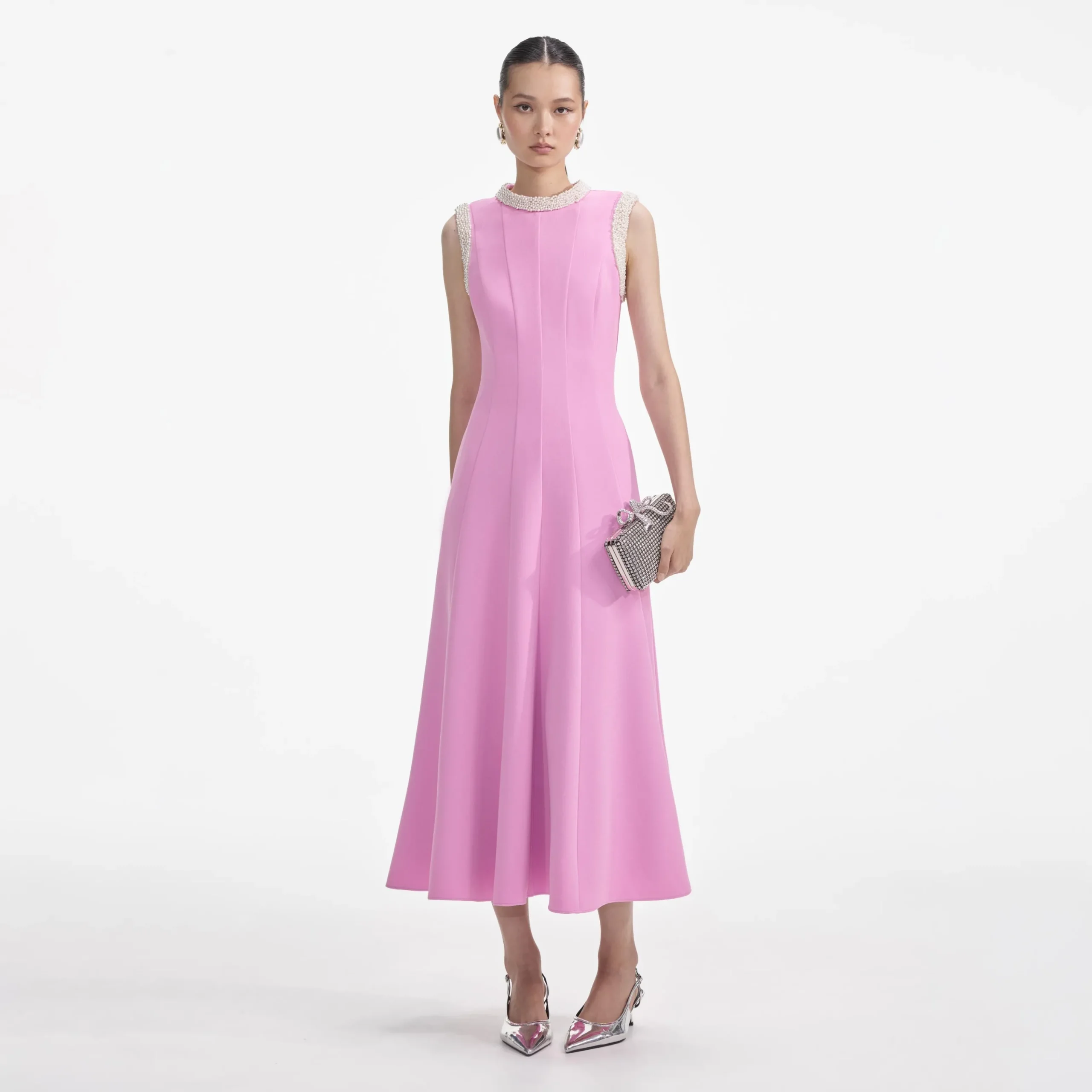 Crepe Pearl Trim Midi Dress^self-portrait Hot