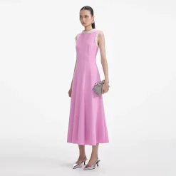Crepe Pearl Trim Midi Dress^self-portrait Hot