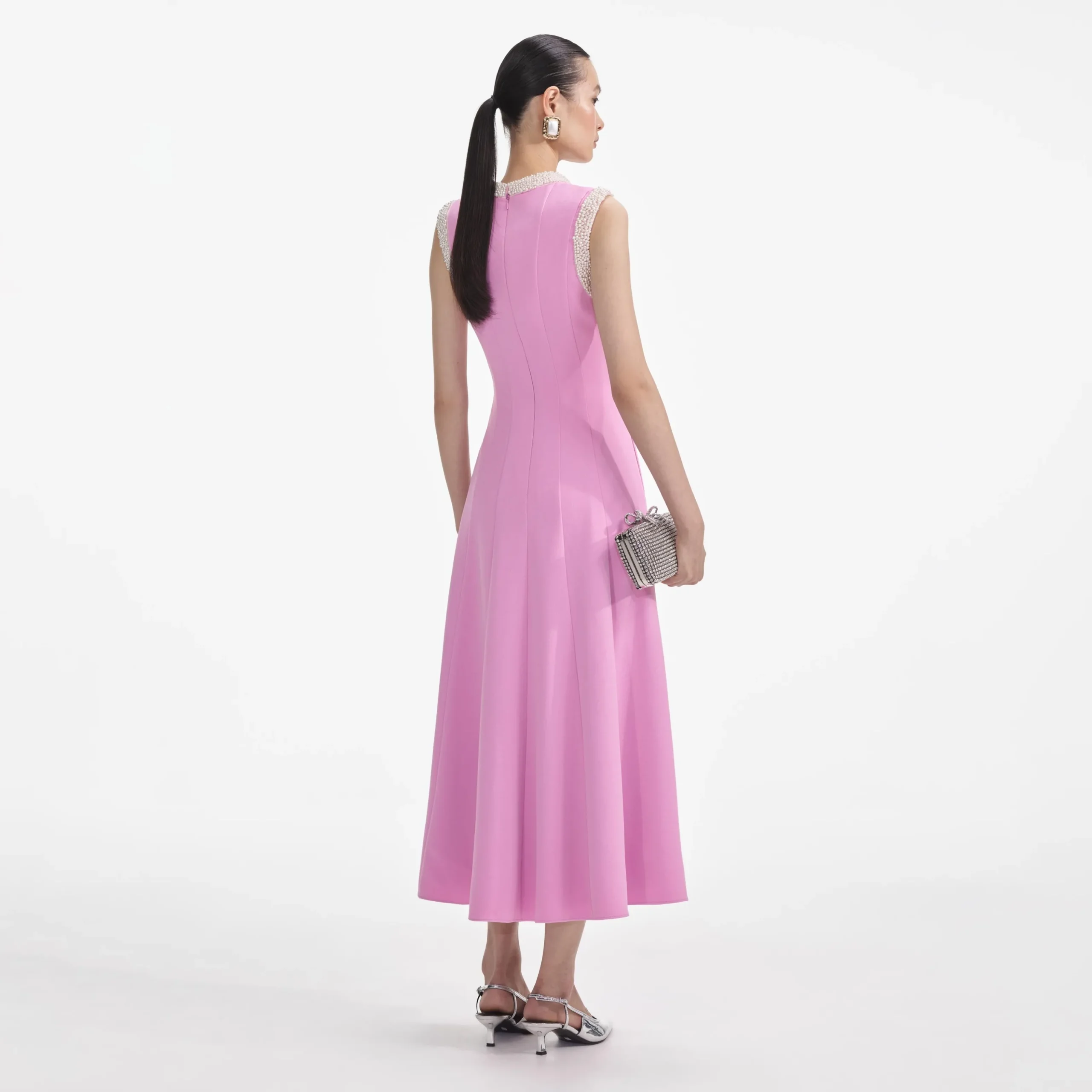 Crepe Pearl Trim Midi Dress^self-portrait Hot