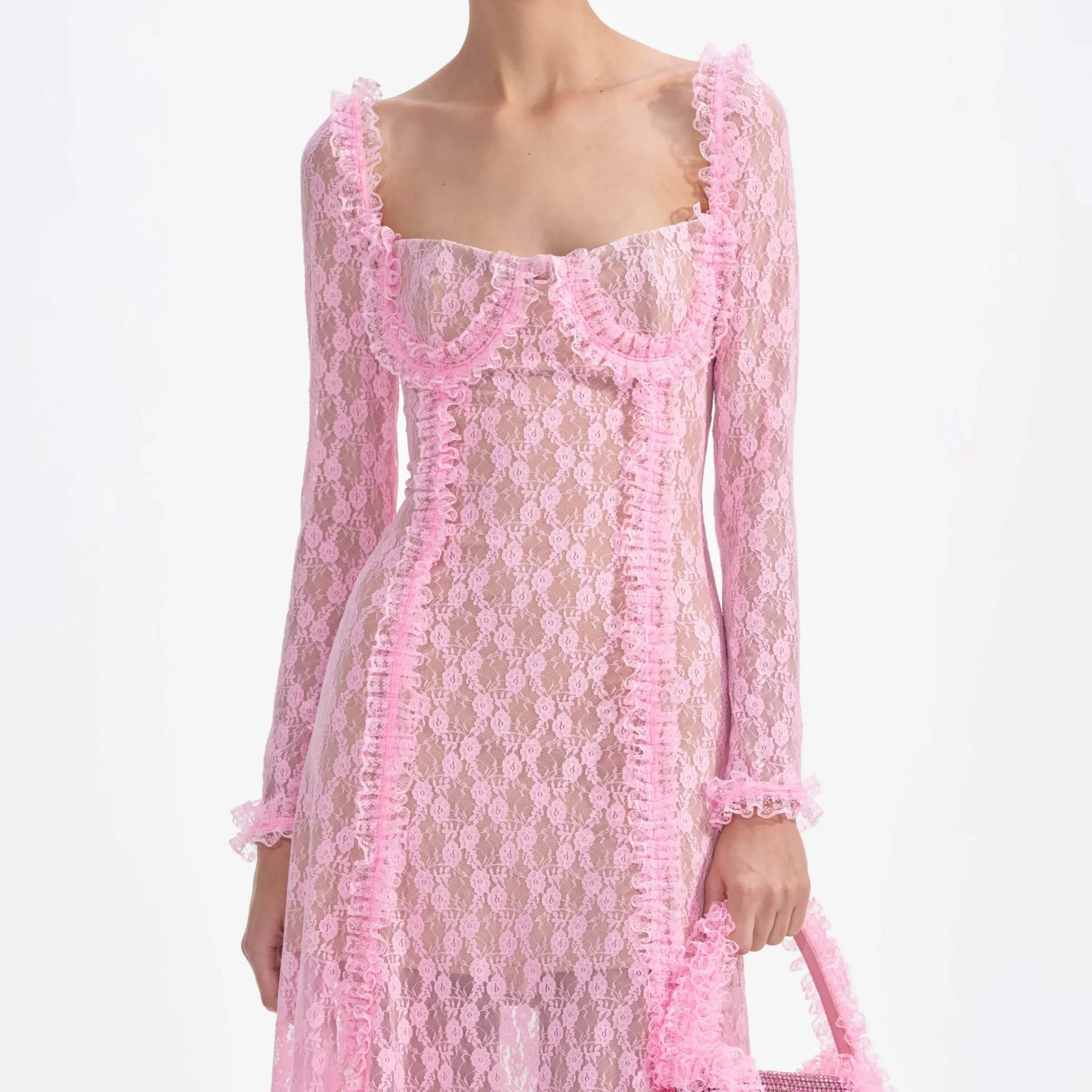 Lace Ruffle Midi Dress^self-portrait Store