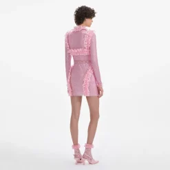 Rhinestone Mesh Ruffle Mini Dress^self-portrait Best Sale