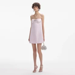 Satin Diamante Mini Dress^self-portrait Fashion