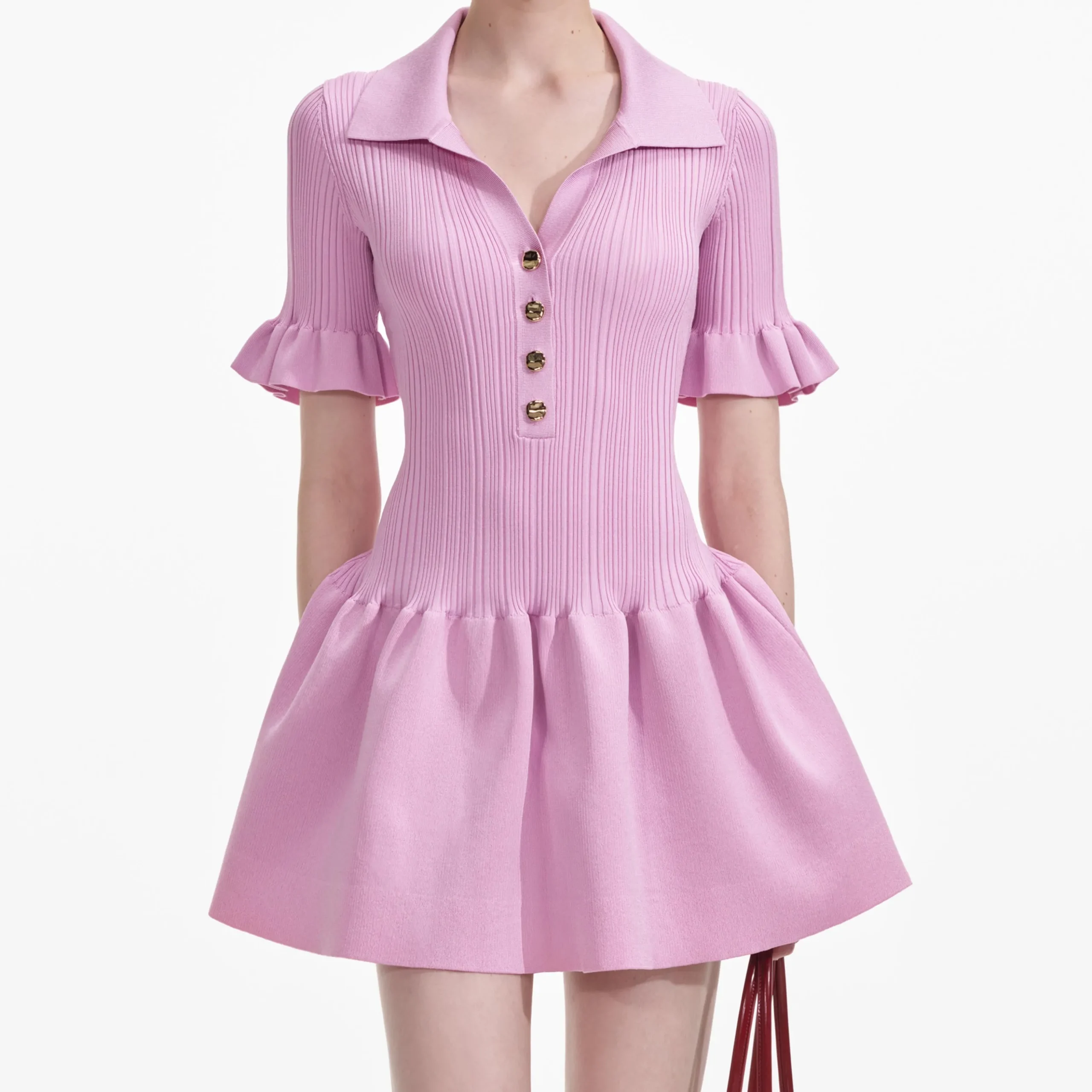 Viscose Rib Mini Dress^self-portrait Hot