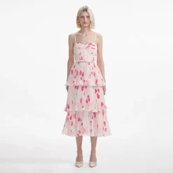 Chiffon Tiered Midi Dress^self-portrait Outlet