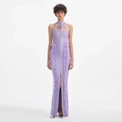 Knit Zip Ruffle Maxi Dress^self-portrait Best