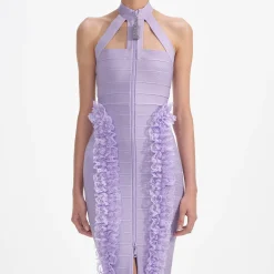 Knit Zip Ruffle Maxi Dress^self-portrait Best
