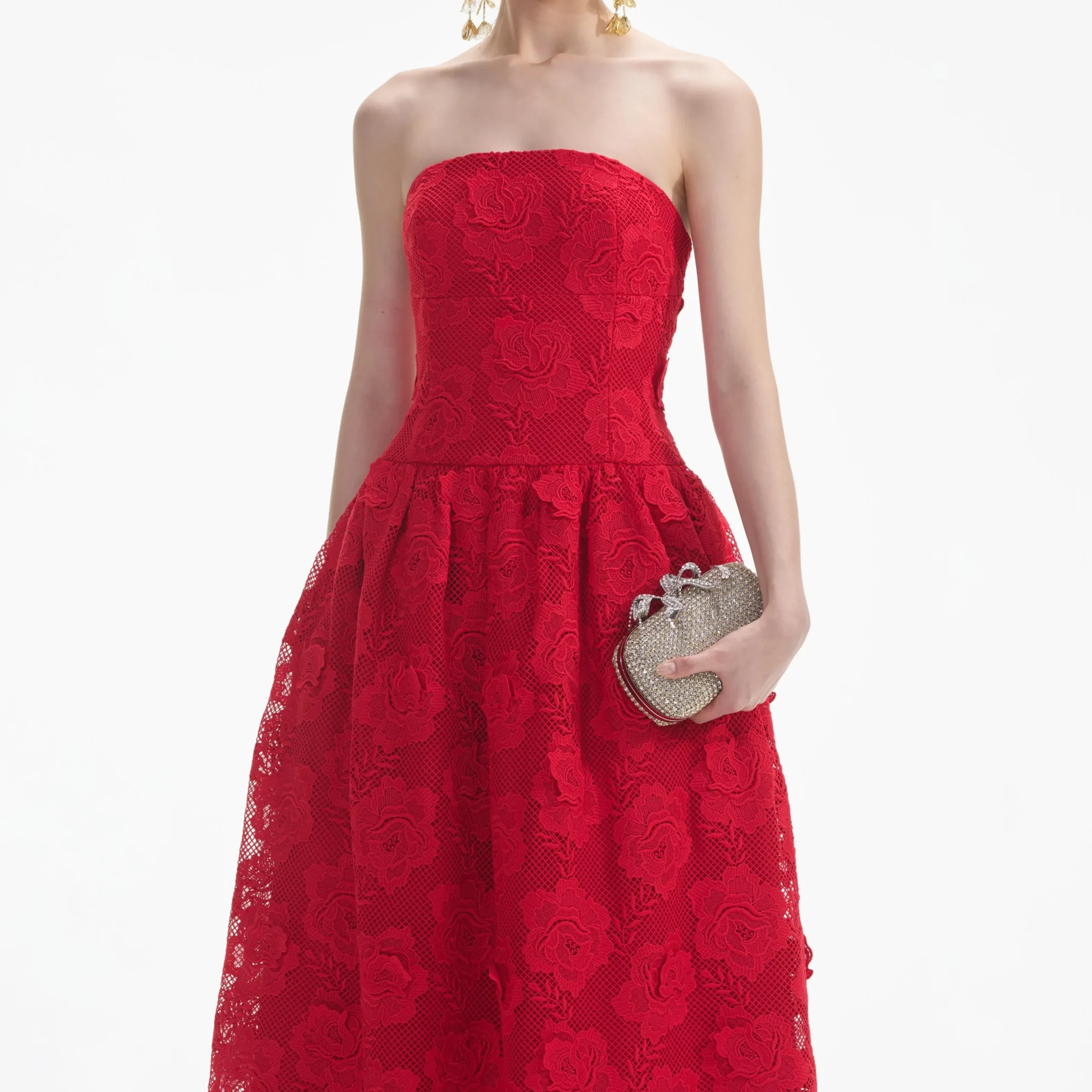 Bandeau Lace Midi Dress^self-portrait Shop