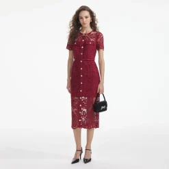 Guipure Lace Button Midi Dress^self-portrait Sale