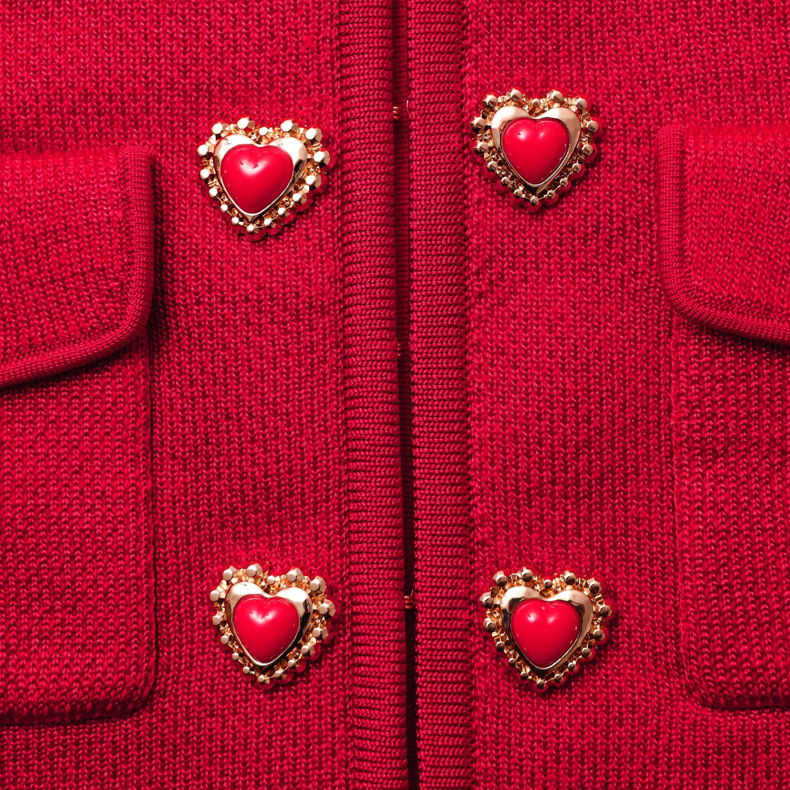 Knit Heart Buttoned Cardigan^self-portrait Fashion