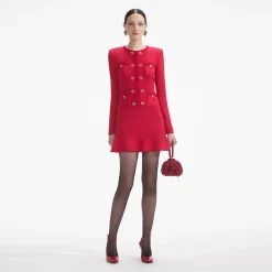 Knit Heart Buttoned Mini Dress^self-portrait Best Sale