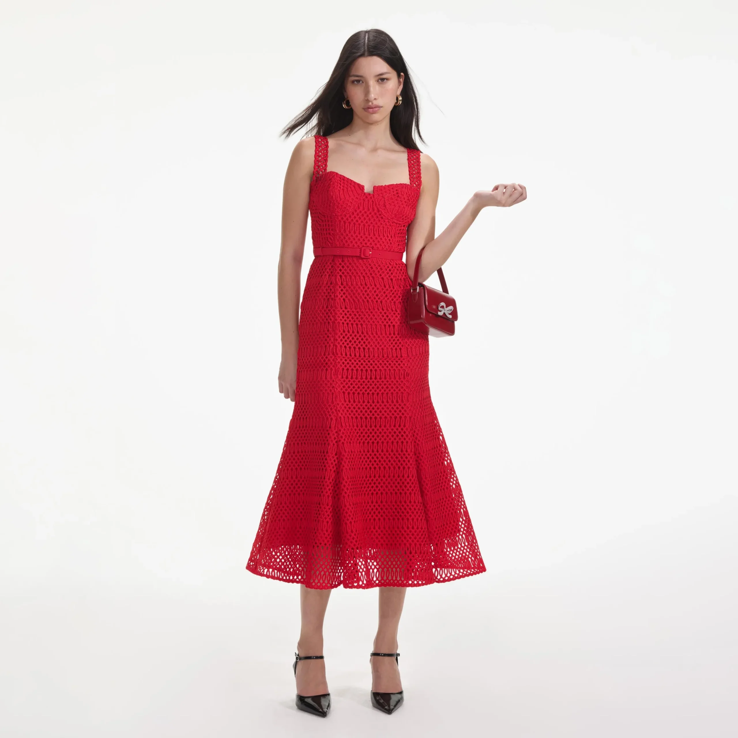 Lattice Lace Midi Dress^self-portrait Fashion