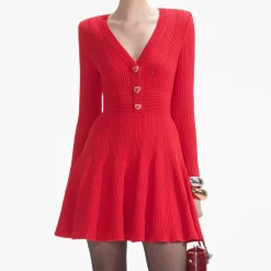 Pointelle Knit Mini Dress^self-portrait Discount