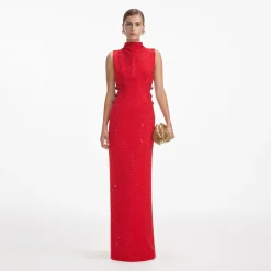 Rhinestone Crepe Maxi Dress^self-portrait Outlet