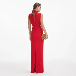 Rhinestone Crepe Maxi Dress^self-portrait Outlet