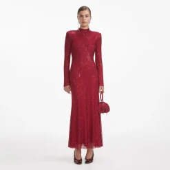 Rhinestone Fishnet Midi Dress^self-portrait Sale