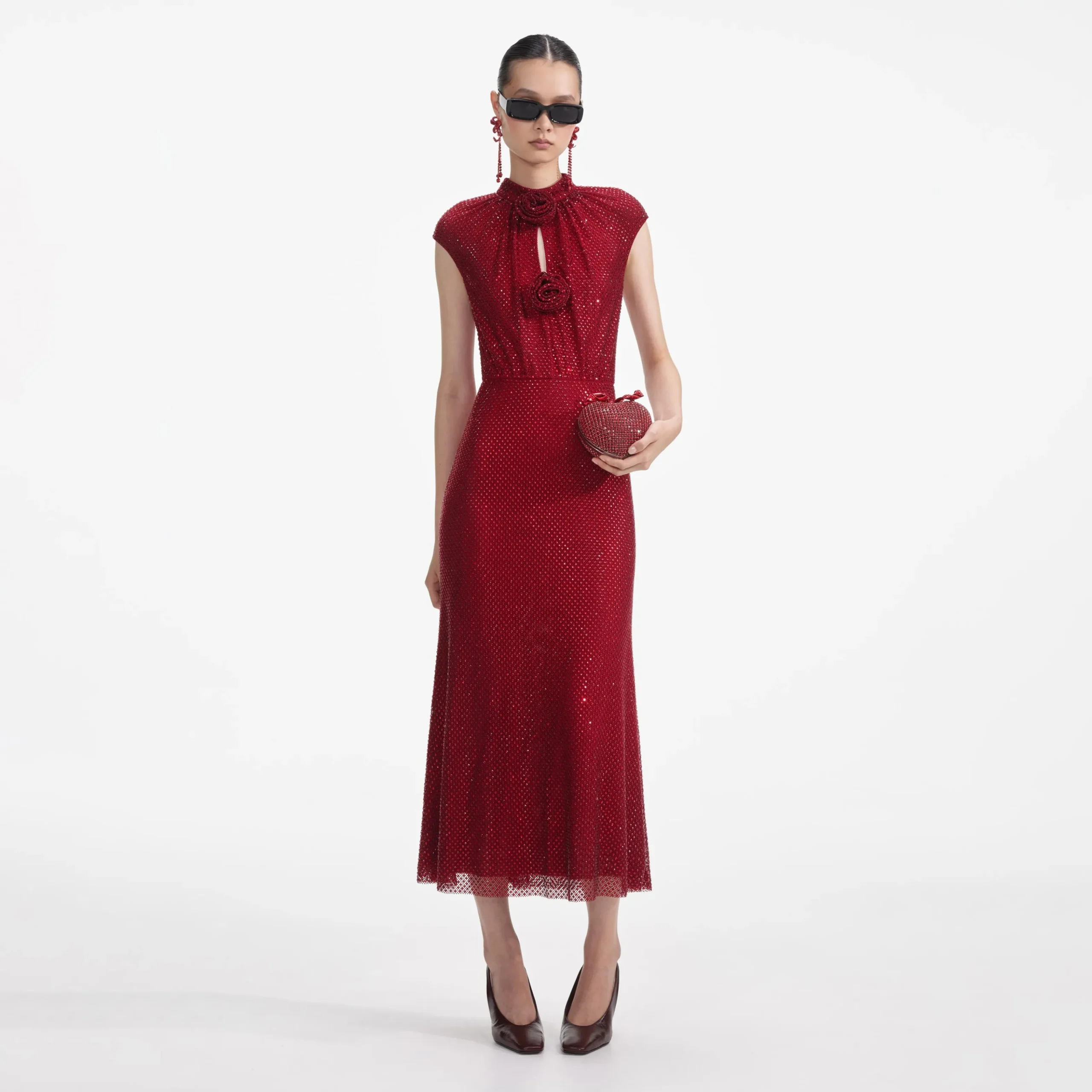 Rhinestone Fishnet Midi Dress^self-portrait Best Sale