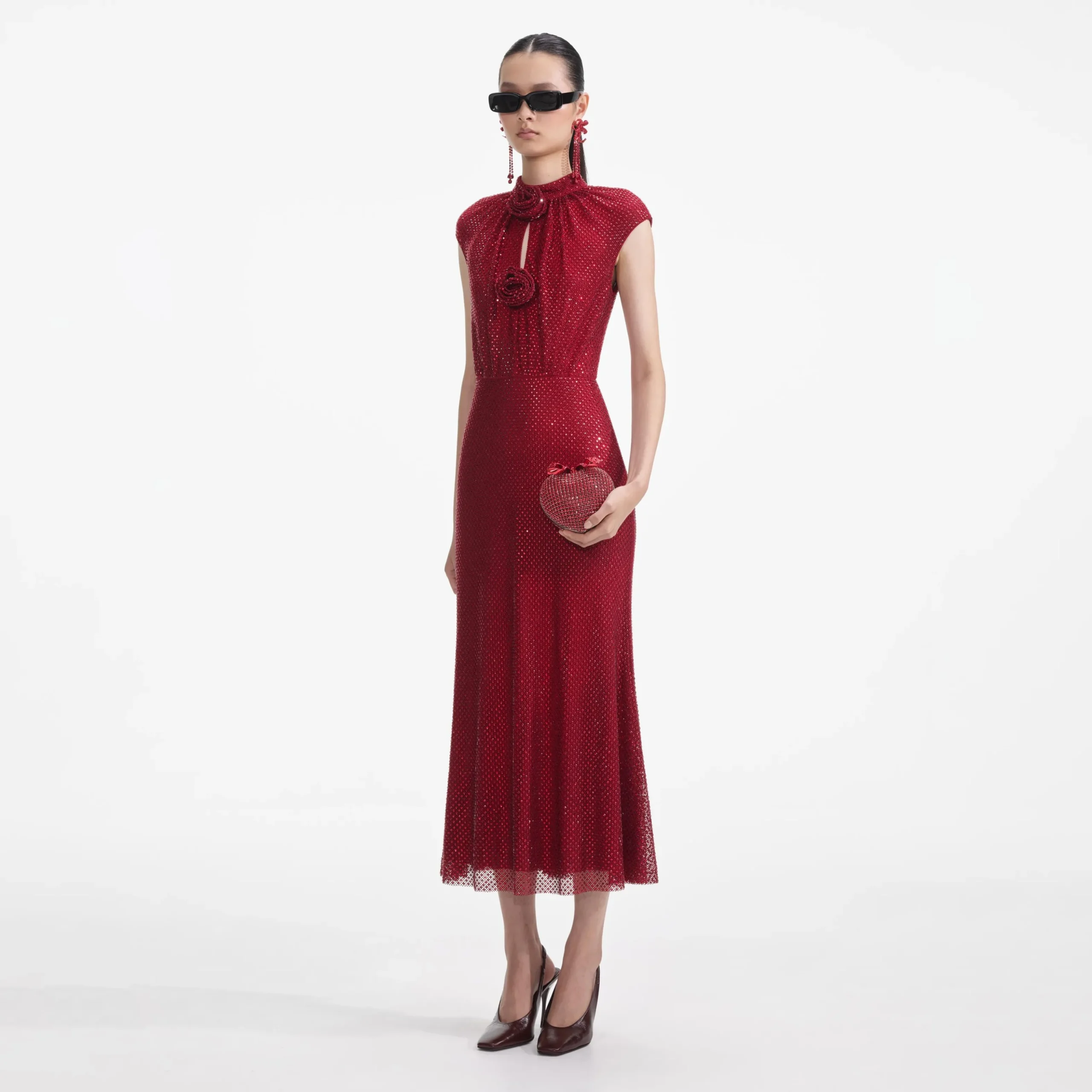 Rhinestone Fishnet Midi Dress^self-portrait Best Sale