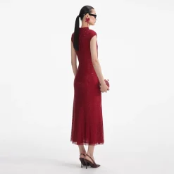 Rhinestone Fishnet Midi Dress^self-portrait Best Sale