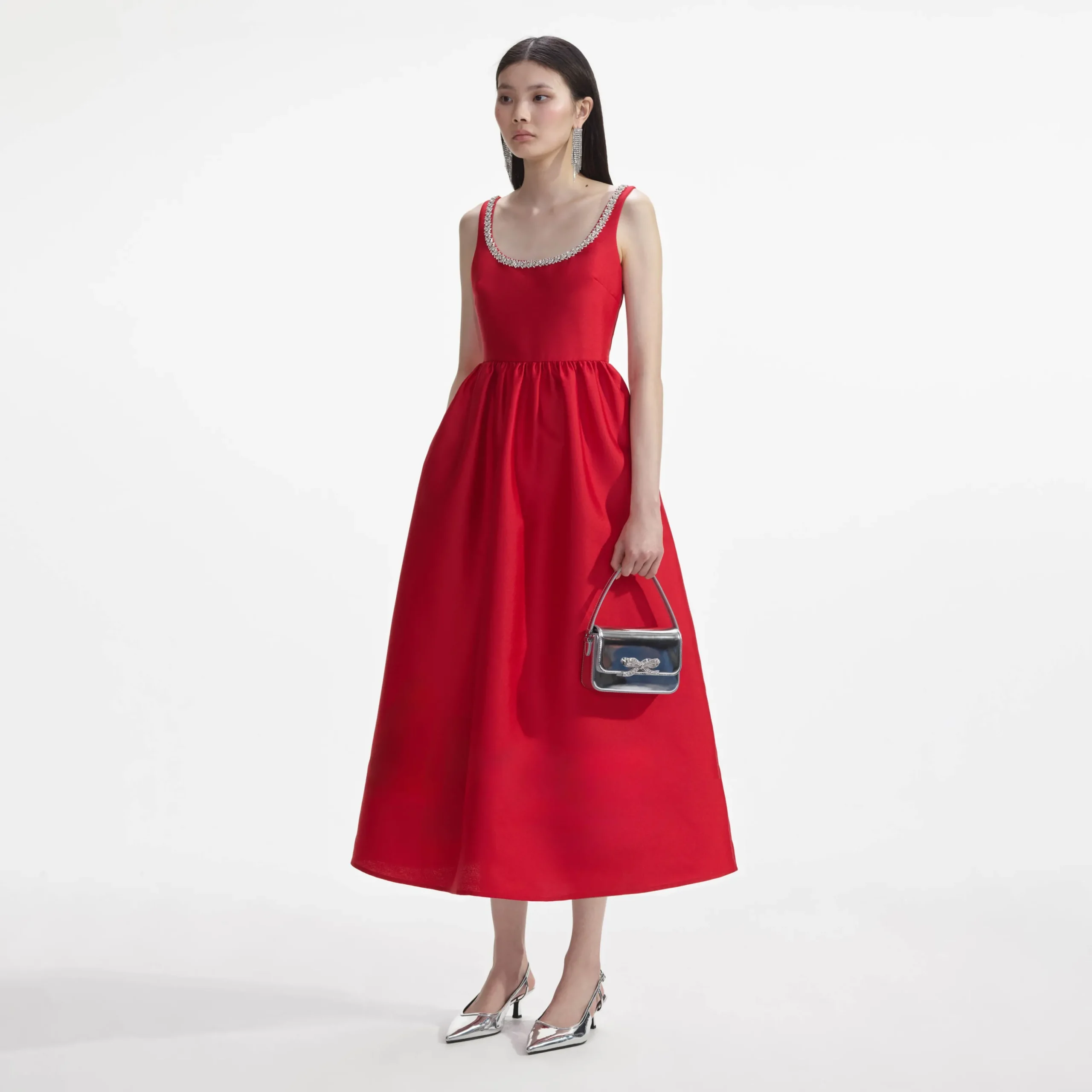 Taffeta Diamante Midi Dress^self-portrait New