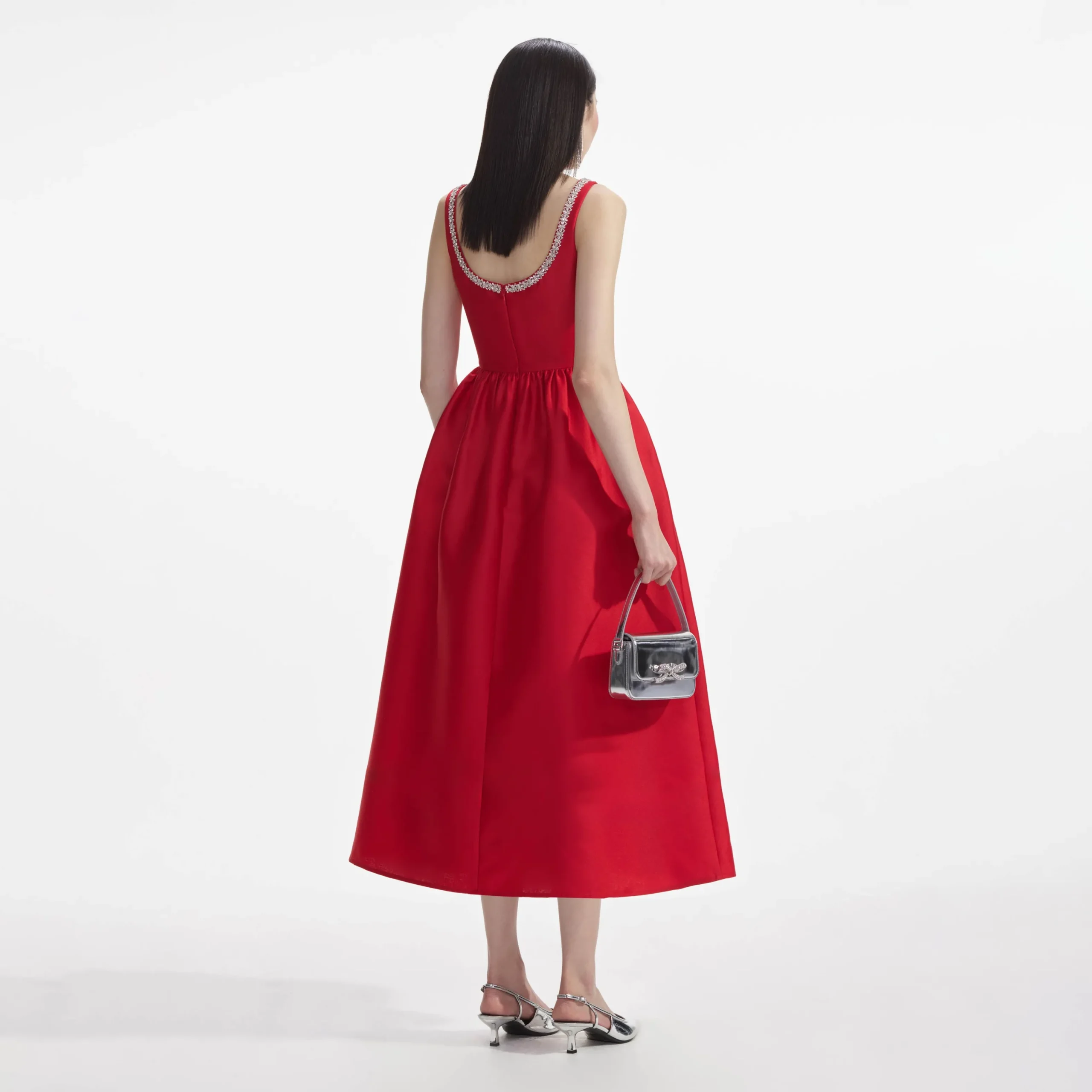 Taffeta Diamante Midi Dress^self-portrait New