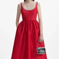 Taffeta Diamante Midi Dress^self-portrait New