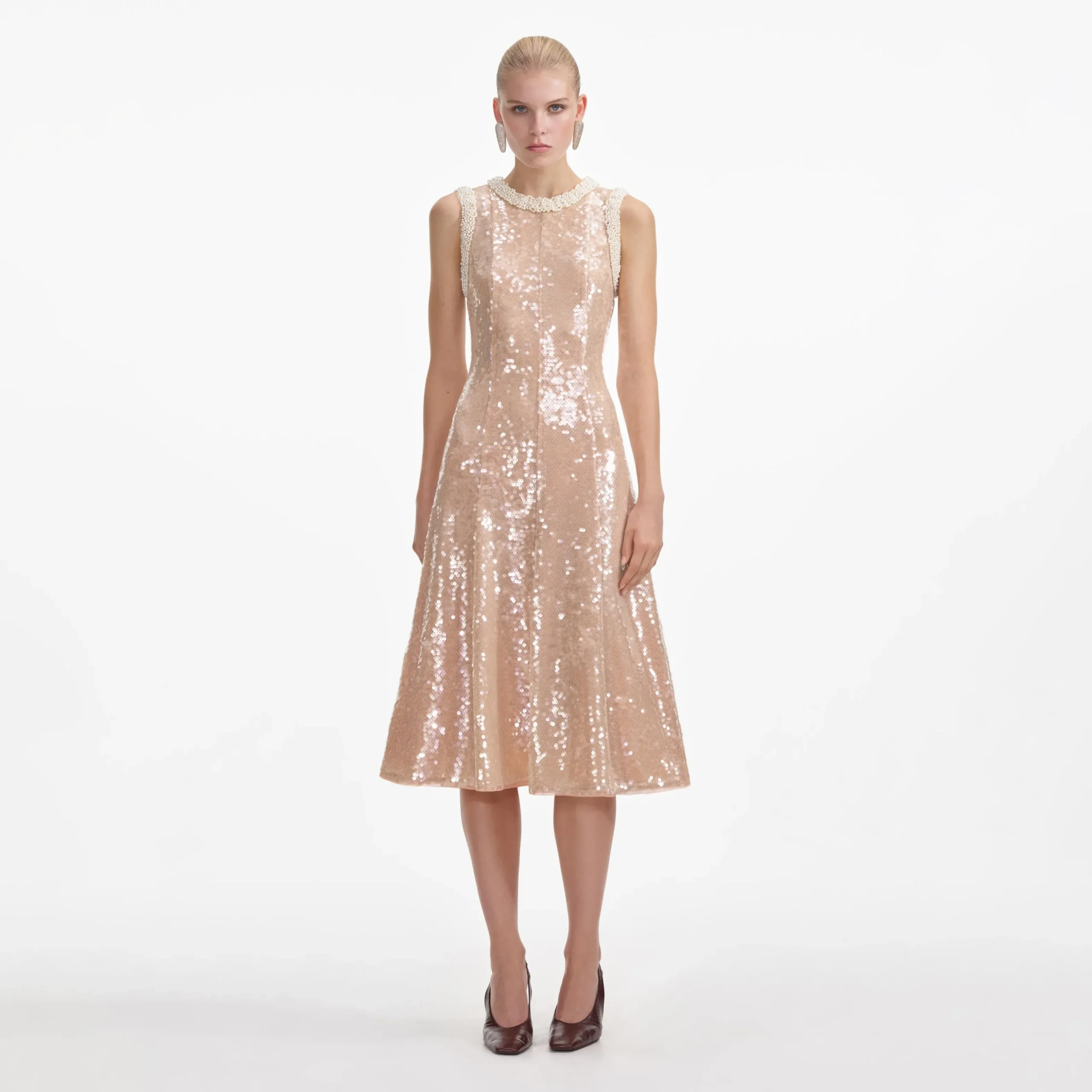 Pearl Trim Midi Dress^self-portrait Store
