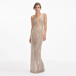 Rhinestone Fishnet Maxi Dress^self-portrait Best Sale