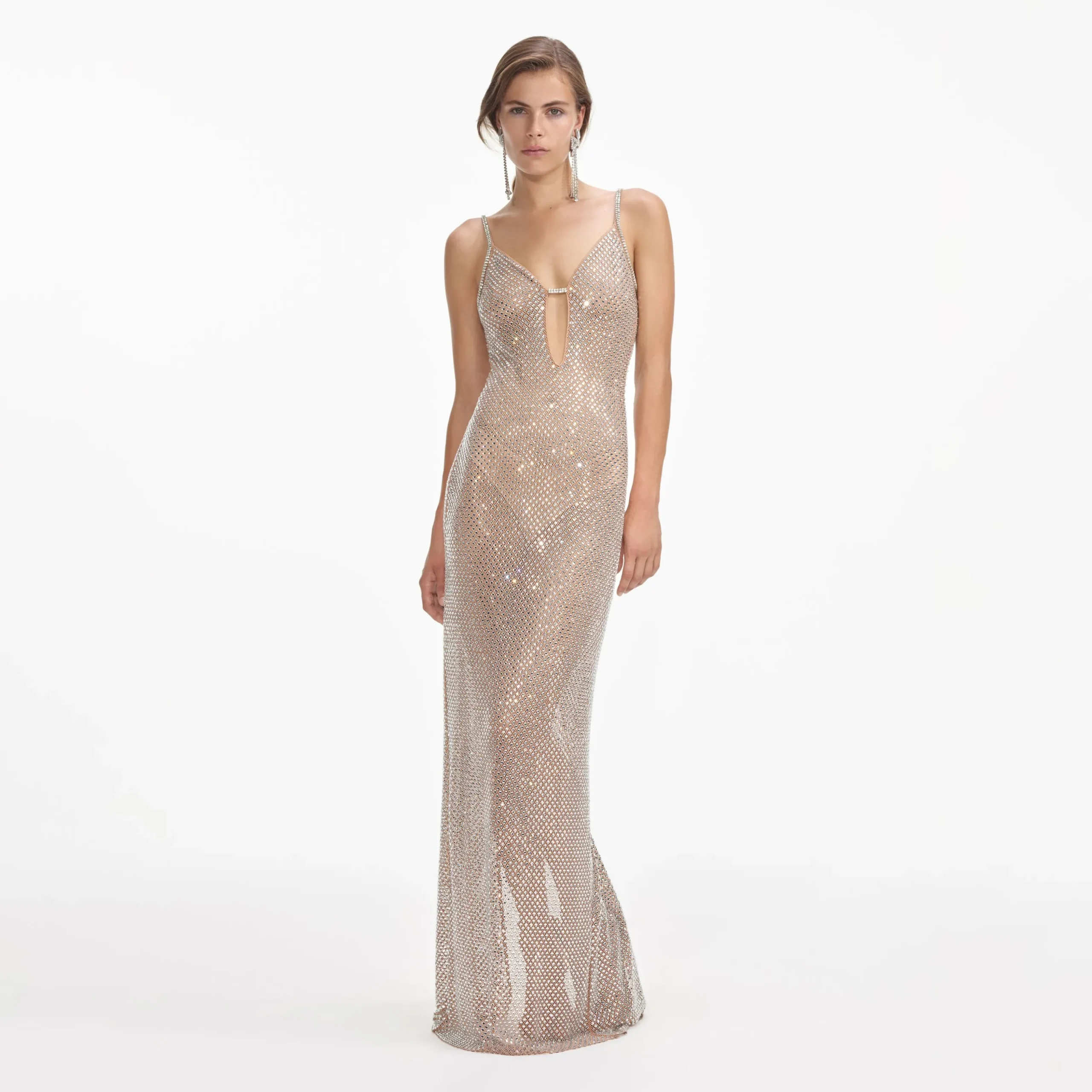 Rhinestone Fishnet Maxi Dress^self-portrait Best Sale