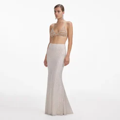 Rhinestone Mesh Maxi Skirt^self-portrait Best Sale