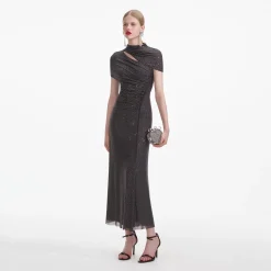 Rhinestone Mesh Cut Out Midi Dress^self-portrait Best