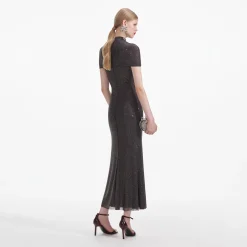 Rhinestone Mesh Cut Out Midi Dress^self-portrait Best