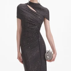 Rhinestone Mesh Cut Out Midi Dress^self-portrait Best