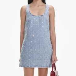 Rhinestone Denim Mini Dress^self-portrait Best Sale
