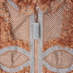 Rhinestone Mesh Ruffle Mini Dress^self-portrait New