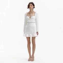 Bonded Crepe Long Sleeve Mini Dress^self-portrait Flash Sale