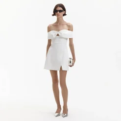 Bow Crepe Mini Dress^self-portrait Shop