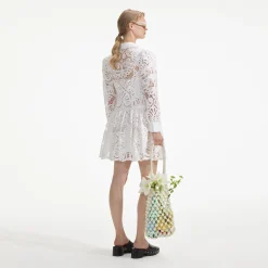 Cotton Lace Mini Shirt Dress^self-portrait Fashion