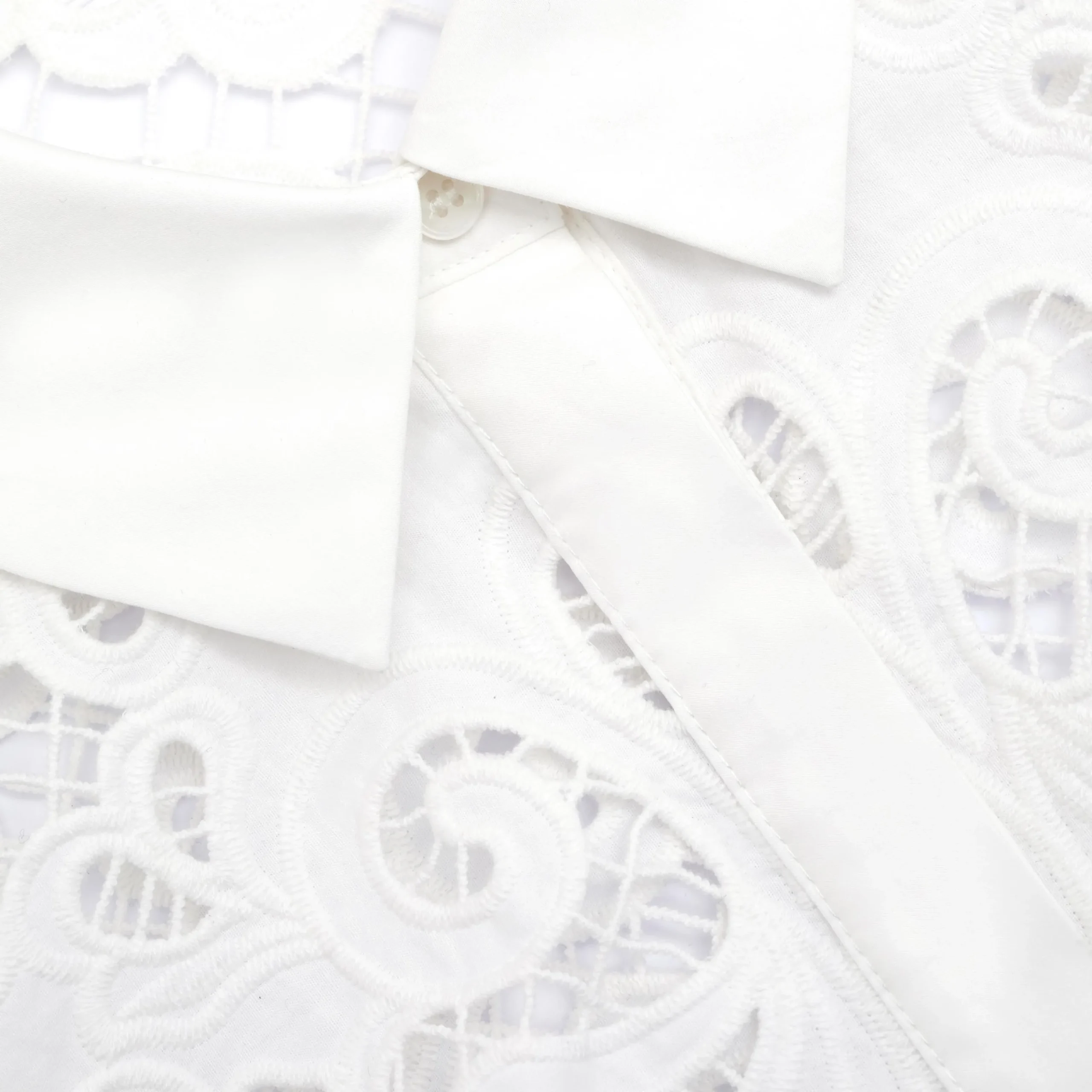 Cotton Lace Mini Shirt Dress^self-portrait Fashion