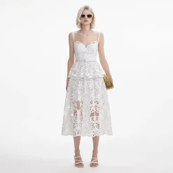 Cotton Lace Tiered Midi Dress^self-portrait Best Sale