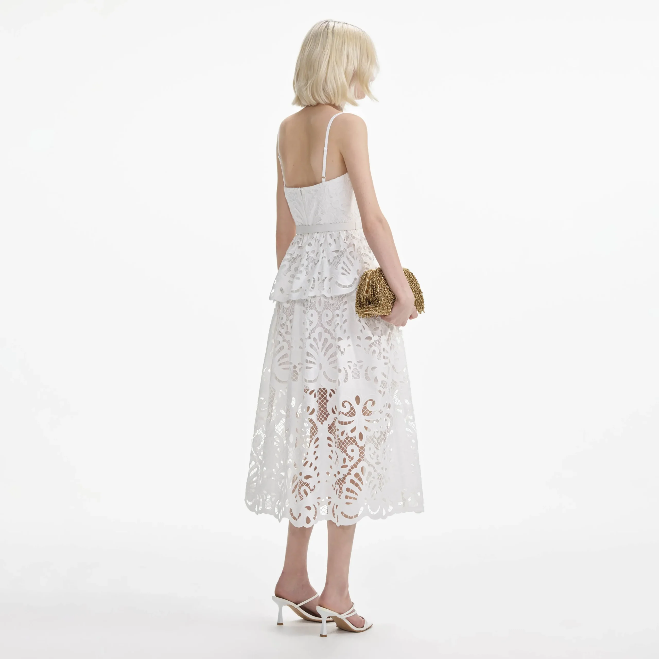 Cotton Lace Tiered Midi Dress^self-portrait Best Sale