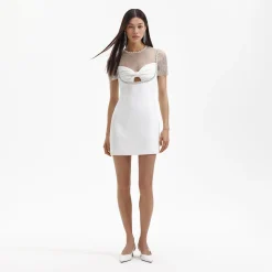 Crepe Diamante Mesh Mini Dress^self-portrait Shop